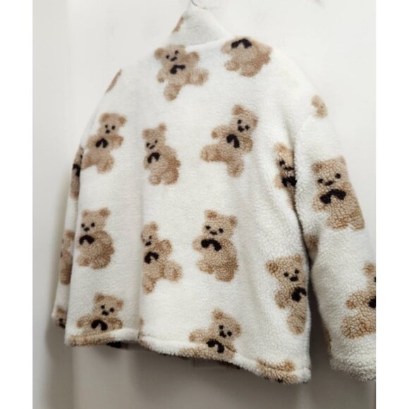 My Mum Made It Teddy Bear Sherpa Jacket Beige Brown Plush Fleece Coat Oversized - Picture 8 of 16